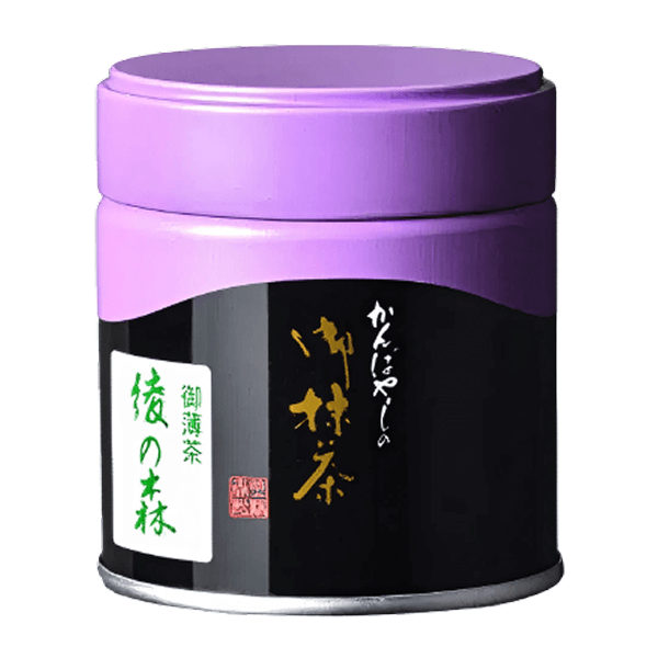 Kanbayashi Shunsho matcha collection with traditional Japanese tea tins