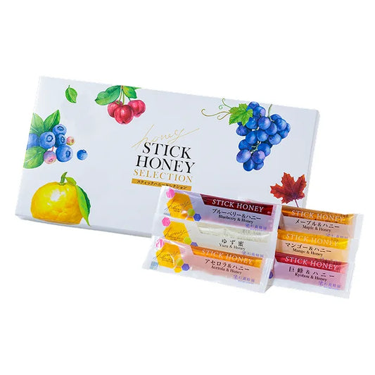 Set of 6 Fruit Juice Honey Sticks (12 sticks) with presentation box